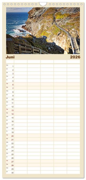 Produktbild: Familienplaner 2026 - Cornwall - Einzigartig mit 5 Spalten (Wandkalender, 21 x 45 cm) CALVENDO