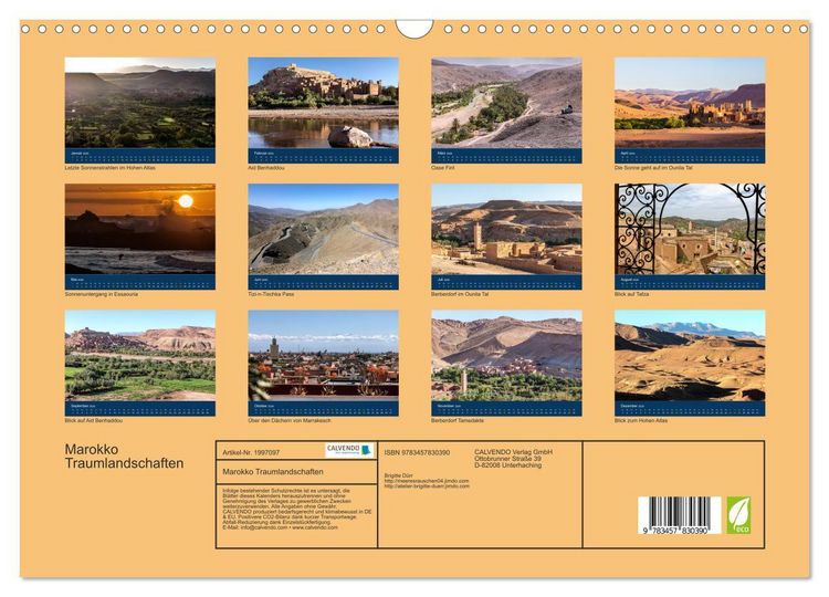 Produktbild: Marokko Traumlandschaften (Wandkalender 2026 DIN A3 quer), CALVENDO Monatskalender