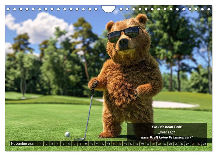 Produktbild: Der tierisch lustige Golfkalender (Wandkalender 2026 DIN A4 quer), CALVENDO Monatskalender