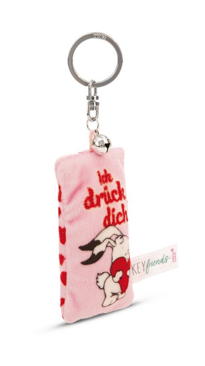 Produktbild: Schl&uuml;sselanh&auml;nger Mini Pl&uuml;schkissen Ich dr&uuml;ck dich! m. Gl&ouml;ckchen