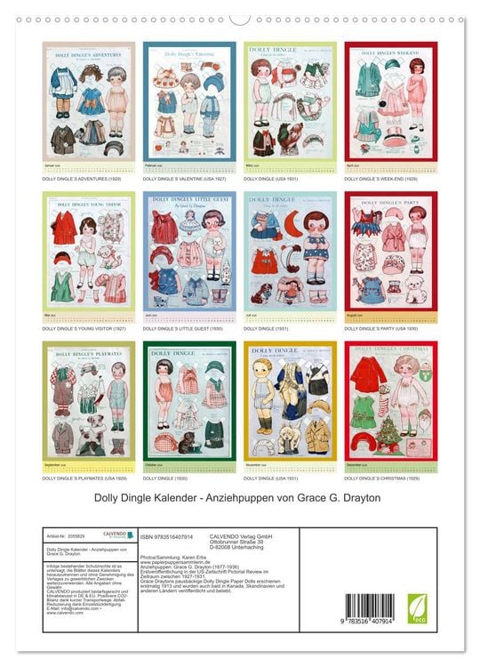 Produktbild: Dolly Dingle Kalender - Anziehpuppen von Grace G. Drayton (hochwertiger Premium Wandkalender 2026 DIN A2 hoch), Kunstdruck in Hochglanz