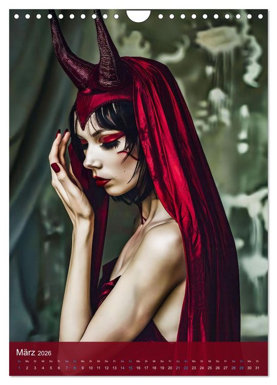 Produktbild: Teuflische Gothics - Gothic, Girls und H&ouml;rner (Wandkalender 2026 DIN A4 hoch), CALVENDO Monatskalender