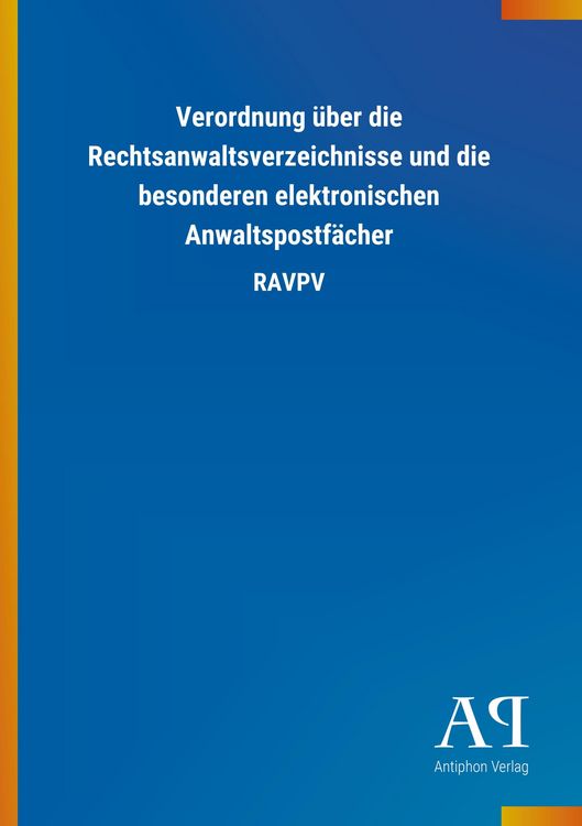 Produktbild: Verordnung &uuml;ber die Rechtsanwaltsverzeichnisse und die beson