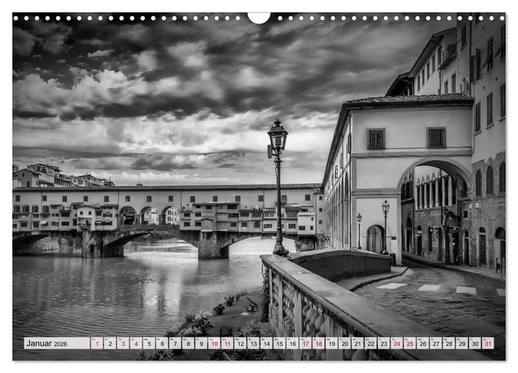 Produktbild: FLORENZ Monochrome Impressionen (Wandkalender 2026 DIN A3 quer), CALVENDO Monatskalender