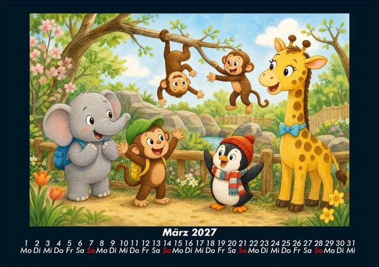 Produktbild: Ein Jahr im Zoo mit Raffi und Freunden 2027 Fotokalender DIN A5