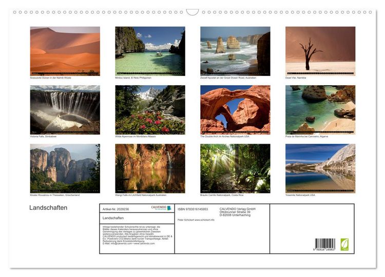 Produktbild: Landschaften (Wandkalender 2026 DIN A2 quer), CALVENDO Monatskalender