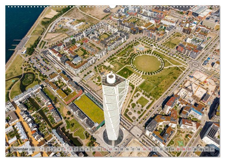 Produktbild: Malm&ouml; von oben (hochwertiger Premium Wandkalender 2026 DIN A2 quer), Kunstdruck in Hochglanz
