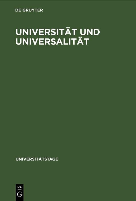Produktbild: Universit&auml;t und Universalit&auml;t