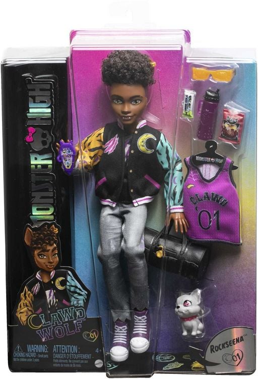 Produktbild: Monster High-Puppe, Clawd Wolf-Puppe mit Gargoyle-Bulldogge als Haustier und Zubehör