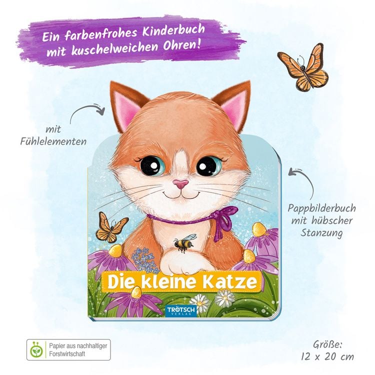 Produktbild: Tr&ouml;tsch Die kleine Katze Pappenbuch mit Pl&uuml;schohren