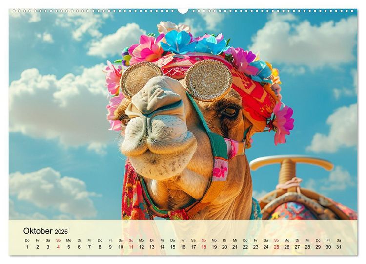 Produktbild: Modische Kamele in der W&uuml;ste. Extravagante Highlights (hochwertiger Premium Wandkalender 2026 DIN A2 quer), Kunstdruck in Hochglanz
