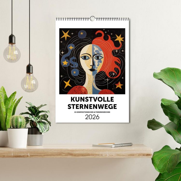 Produktbild: Kunstvolle Sternenwege: KI-Kompositionen der 12 Tierkreiszeichen (Wandkalender 2026 DIN A3 hoch), CALVENDO Monatskalender