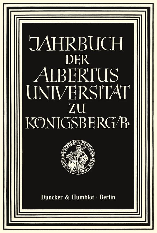 Produktbild: Jahrbuch der Albertus-Universit&auml;t zu K&ouml;nigsberg/Pr.