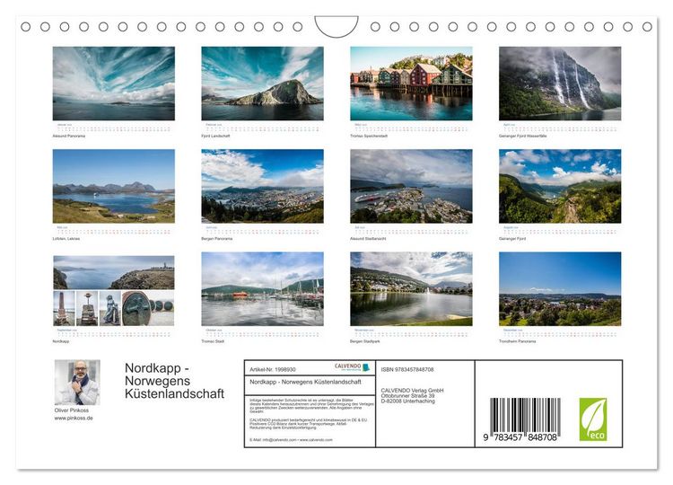 Produktbild: Nordkapp - Norwegens K&uuml;stenlandschaft (Wandkalender 2026 DIN A4 quer), CALVENDO Monatskalender