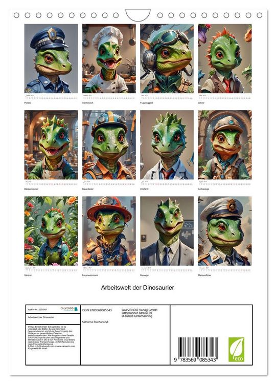 Produktbild: Arbeitswelt der Dinosaurier (Wandkalender 2027 DIN A4 hoch), CALVENDO Monatskalender