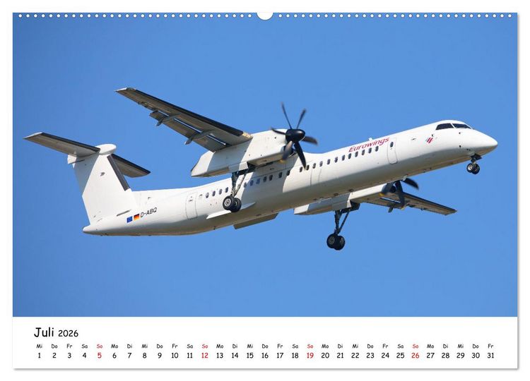 Produktbild: Flugzeuge am blauen Himmel (hochwertiger Premium Wandkalender 2026 DIN A2 quer), Kunstdruck in Hochglanz