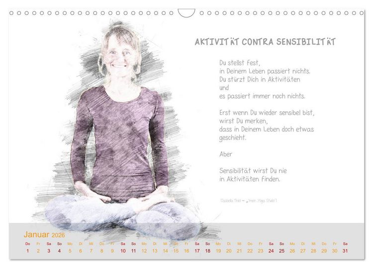 Produktbild: YOGA Inspirationen mit Texten zum Nachdenken (Wandkalender 2026 DIN A3 quer), CALVENDO Monatskalender