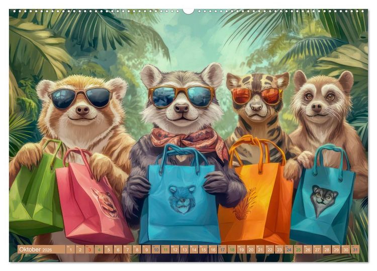 Produktbild: Tiere wollen Spa&szlig; - Humorwerke (hochwertiger Premium Wandkalender 2026 DIN A2 quer), Kunstdruck in Hochglanz