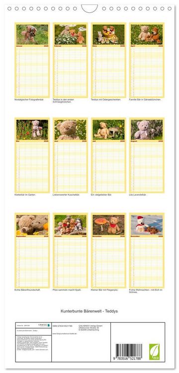 Produktbild: Familienplaner 2026 - Kunterbunte B&auml;renwelt - Teddys mit 5 Spalten (Wandkalender, 21 x 45 cm) CALVENDO