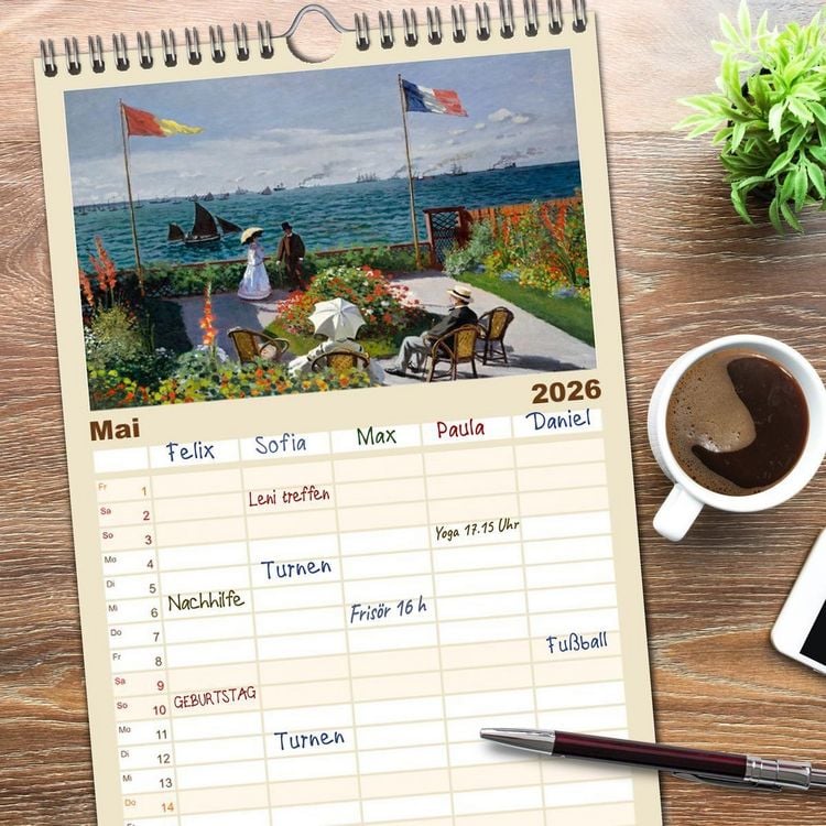 Produktbild: Familienplaner 2026 - Typisch Monet mit 5 Spalten (Wandkalender, 21 x 45 cm) CALVENDO