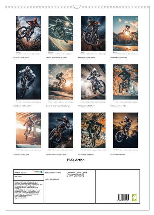 Produktbild: BMX Action (Wandkalender 2026 DIN A2 hoch), CALVENDO Monatskalender