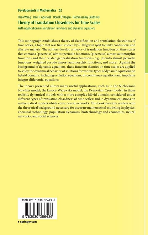 Produktbild: Theory of Translation Closedness for Time Scales