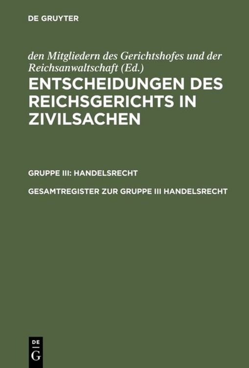 Produktbild: Gesamtregister zur Gruppe III Handelsrecht