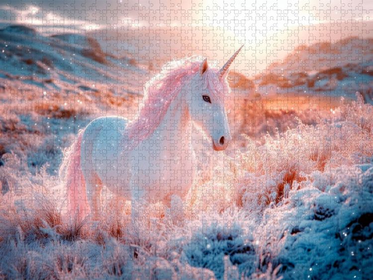 Produktbild: CALVENDO Puzzle Einhorn im Glanz der Morgensterne | 1000 Teile Lege-Gr&ouml;&szlig;e 64x48cm Foto-Puzzle f&uuml;r gl&uuml;ckliche Stunden