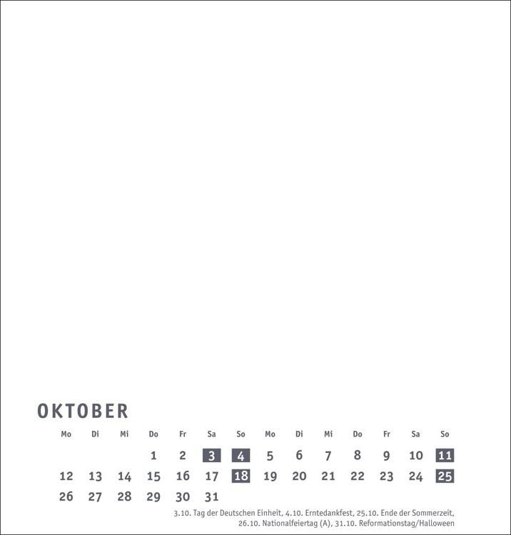 Produktbild: Premium-Bastelkalender weiß mittel 2026