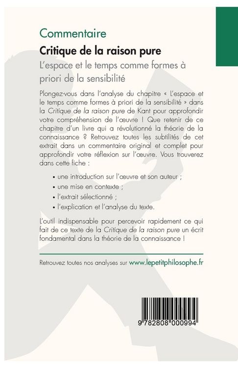 Produktbild: Critique de la raison pure de Kant - L'espace et le temps comme formes &agrave; priori de la sensibilit&eacute; (Commentaire)