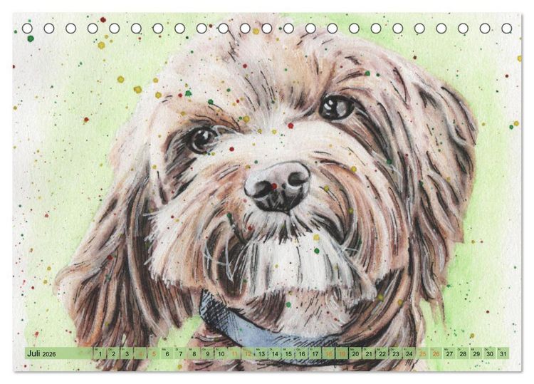 Produktbild: Hundeportr&auml;ts in Aquarell (Tischkalender 2026 DIN A5 quer), CALVENDO Monatskalender