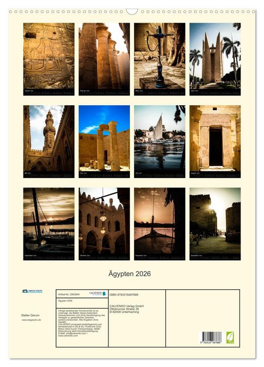 Produktbild: &Auml;gypten 2026 (Wandkalender 2026 DIN A2 hoch), CALVENDO Monatskalender