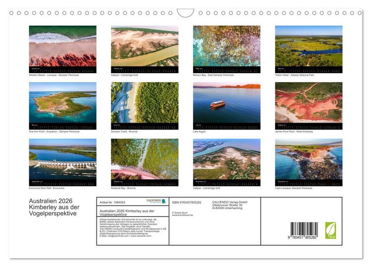 Produktbild: Australien 2026 Kimberley aus der Vogelperspektive (Wandkalender 2026 DIN A3 quer), CALVENDO Monatskalender