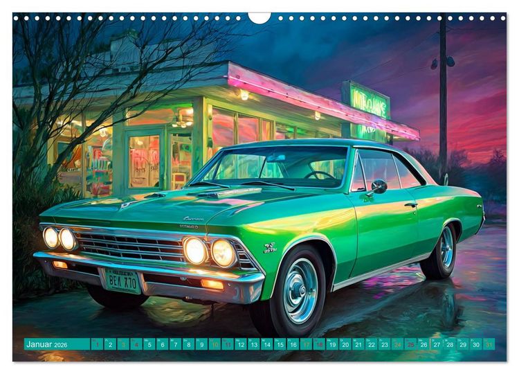 Produktbild: Amerikas rollende Legenden &ndash; Retro-Design trifft Nostalgie (Wandkalender 2026 DIN A3 quer), CALVENDO Monatskalender