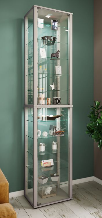 Produktbild: Holz Glas Stand Vitrine Sammelvitrine Kavisa XXL