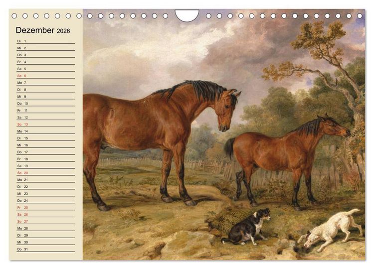 Produktbild: Pferde-&Ouml;lgem&auml;lde. Die Kunst der alten Meister (Wandkalender 2026 DIN A4 quer), CALVENDO Monatskalender