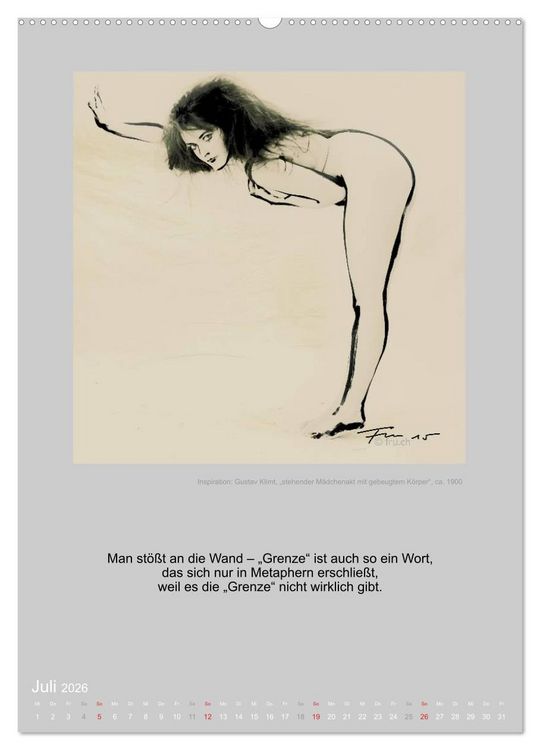 Produktbild: EROTISCHE BODYPAINTING ZITATE - HOMMAGE AN KLIMT, SCHIELE UND PICASSO (hochwertiger Premium Wandkalender 2026 DIN A2 hoch), Kunstdruck in Hochglanz