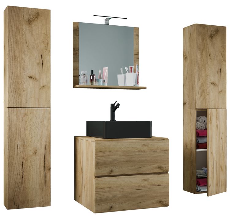 Produktbild: 5-tlg Waschtisch Badm&ouml;bel 60cm Lendas XL Schublade