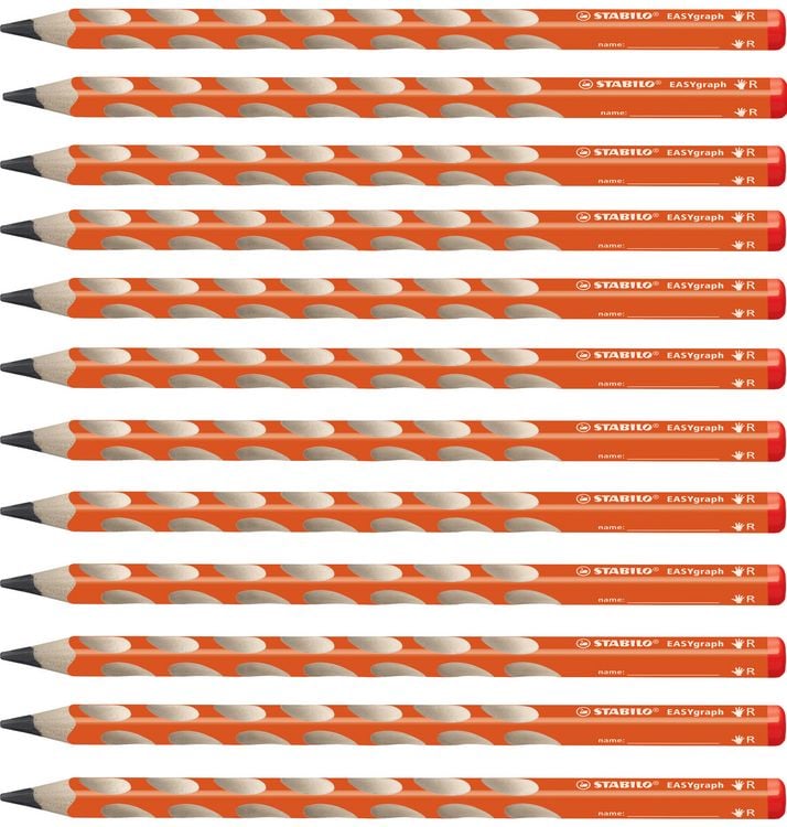 Produktbild: STABILO Ergonomischer Dreikant-Bleistift f&uuml;r Rechtsh&auml;nder -   EASYgraph in orange - Einzelstift - H&auml;rtegrad HB