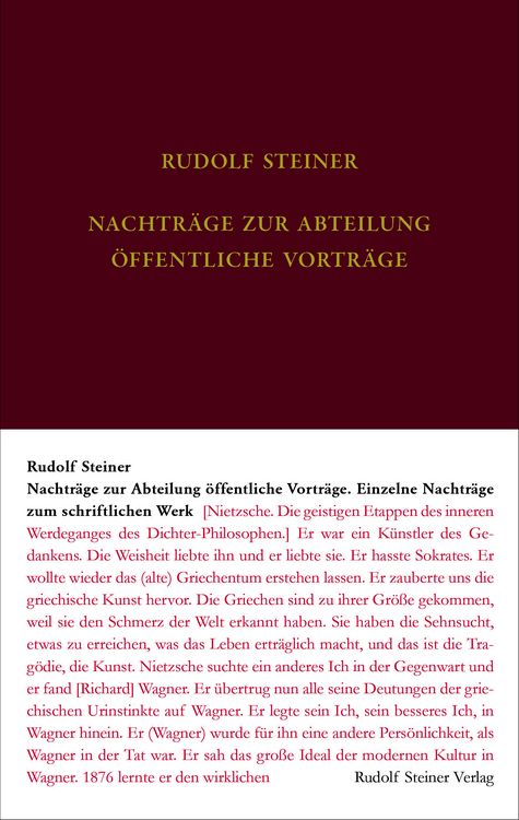 Produktbild: Nachtragsband zum Vortragswerk: &Ouml;ffentliche Vortr&auml;ge. Einzelne Nachtr&auml;ge zum schriftlichen Werk