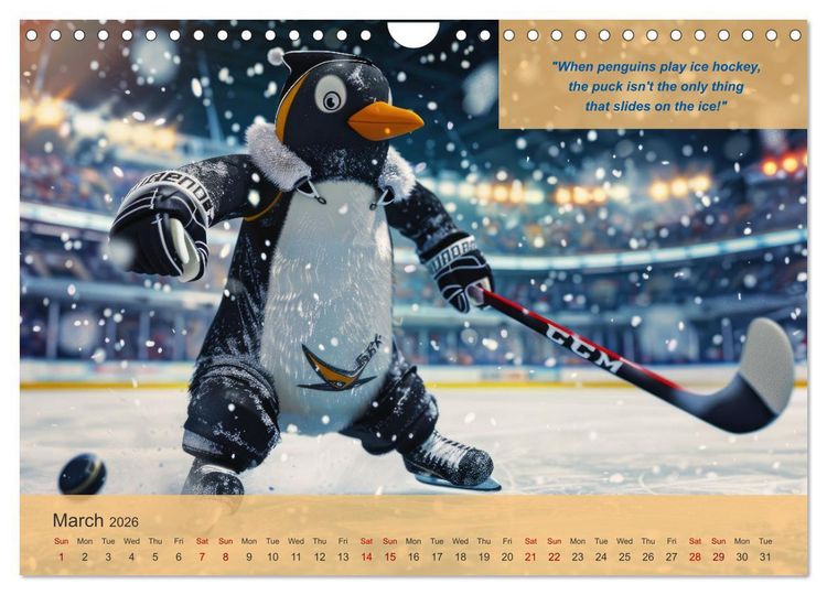 Produktbild: The most charming ice hockey animals in action (Wall Calendar 2026 DIN A4 landscape), CALVENDO 12 Month Wall Calendar