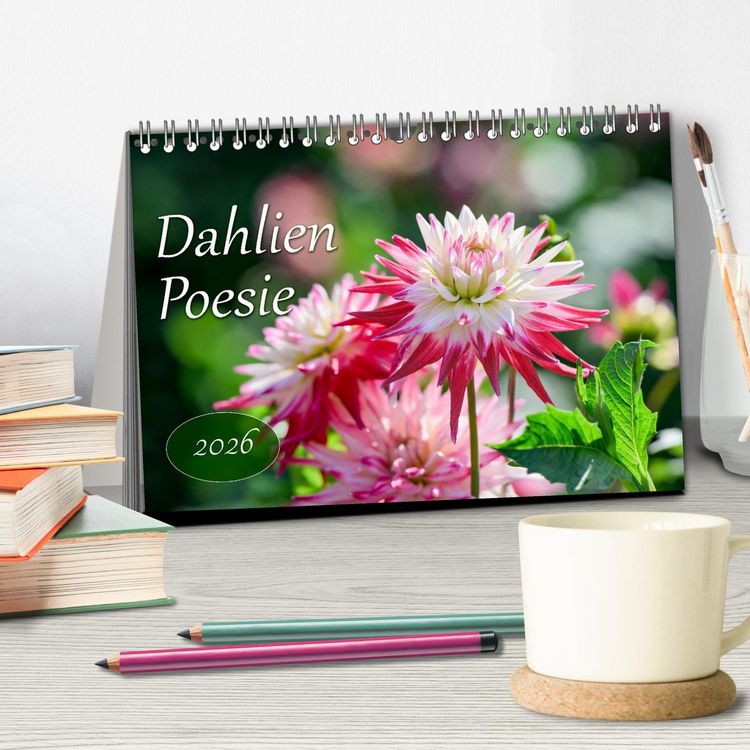 Produktbild: Dahlien Poesie (Tischkalender 2026 DIN A5 quer), CALVENDO Monatskalender