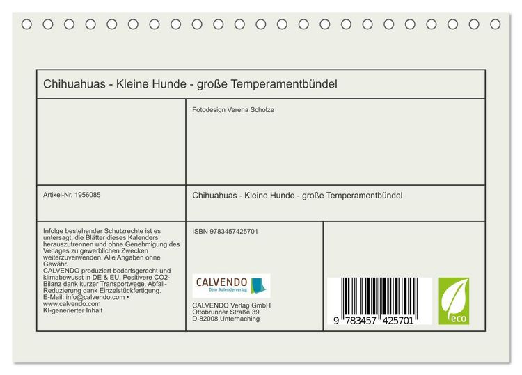 Produktbild: Chihuahuas - Kleine Hunde - gro&szlig;e Temperamentb&uuml;ndel (Tischkalender 2026 DIN A5 quer), CALVENDO Monatskalender