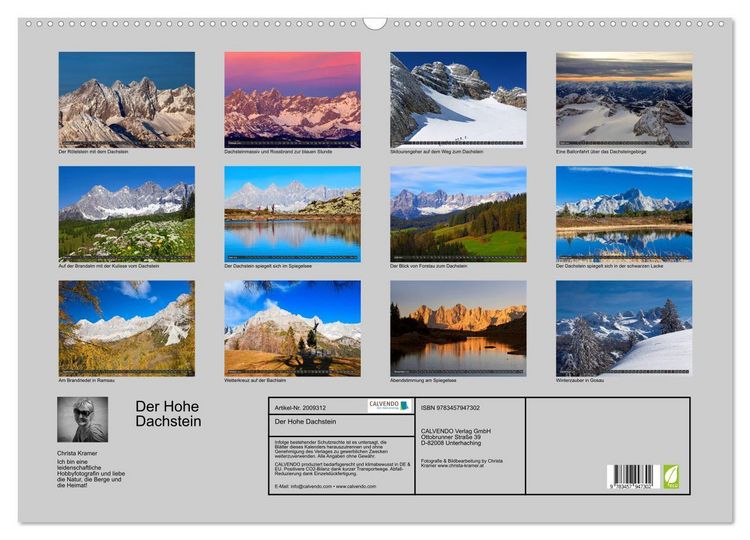 Produktbild: Der Hohe Dachstein (Wandkalender 2026 DIN A2 quer), CALVENDO Monatskalender