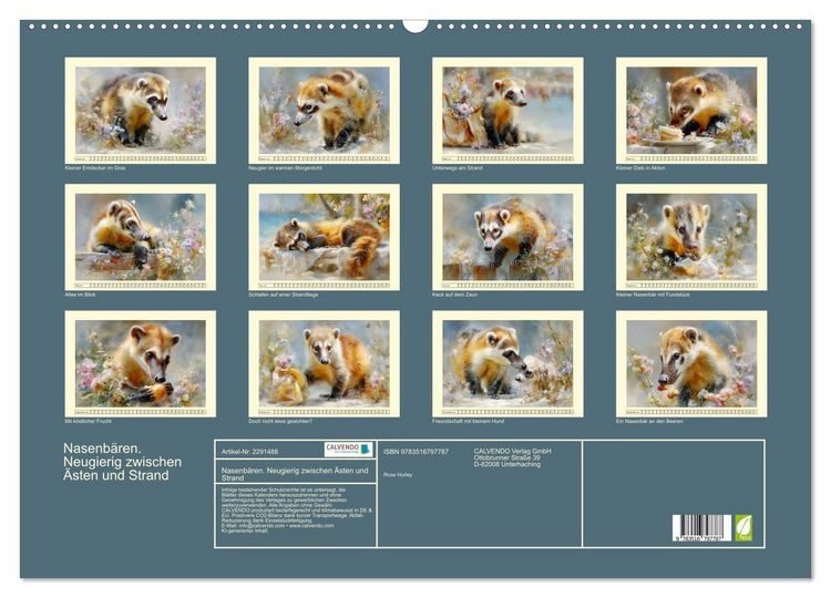 Produktbild: Nasenb&auml;ren. Neugierig zwischen &Auml;sten und Strand (Wandkalender 2027 DIN A2 quer), CALVENDO Monatskalender