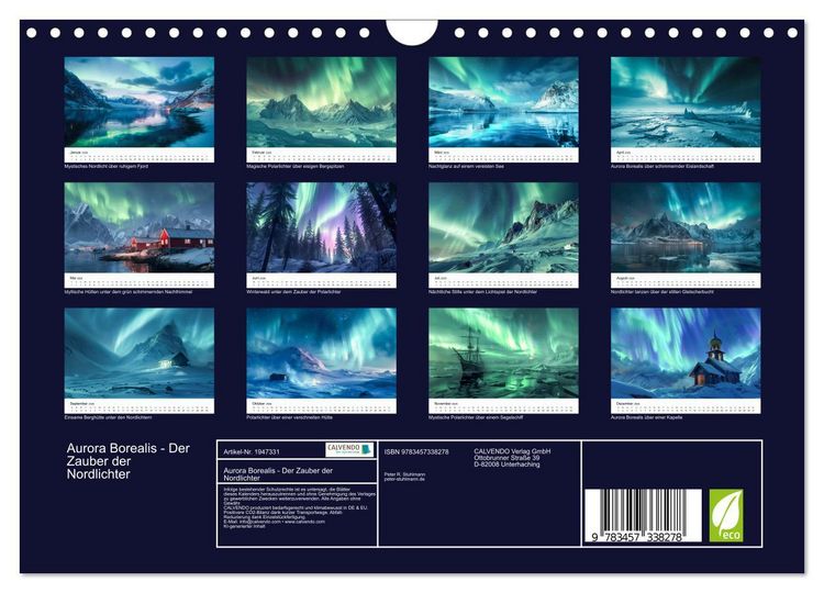 Produktbild: Aurora Borealis - Der Zauber der Nordlichter (Wandkalender 2026 DIN A4 quer), CALVENDO Monatskalender