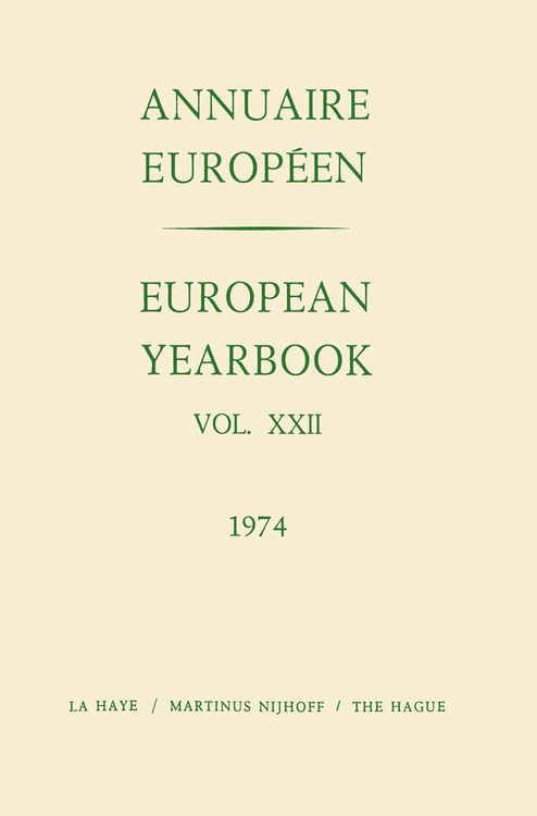 Produktbild: European Yearbook / Annuaire Europ&eacute;en, Volume 22 (1974)