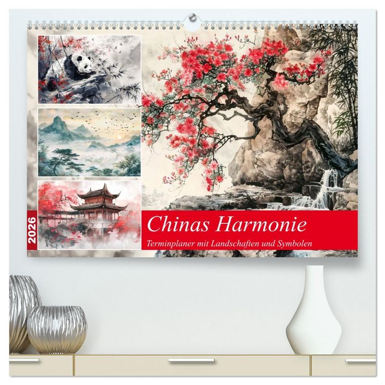 Produktbild: Chinas Harmonie - Terminplaner mit Landschaften und Symbolen (hochwertiger Premium Wandkalender 2026 DIN A2 quer), Kunstdruck in Hochglanz