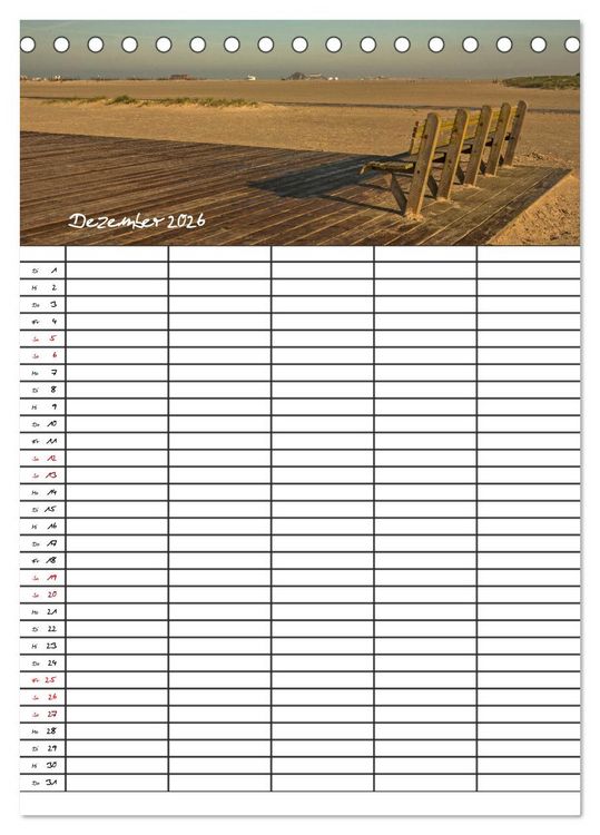 Produktbild: St. Peter Ording Familienplaner (Tischkalender 2026 DIN A5 hoch), CALVENDO Monatskalender