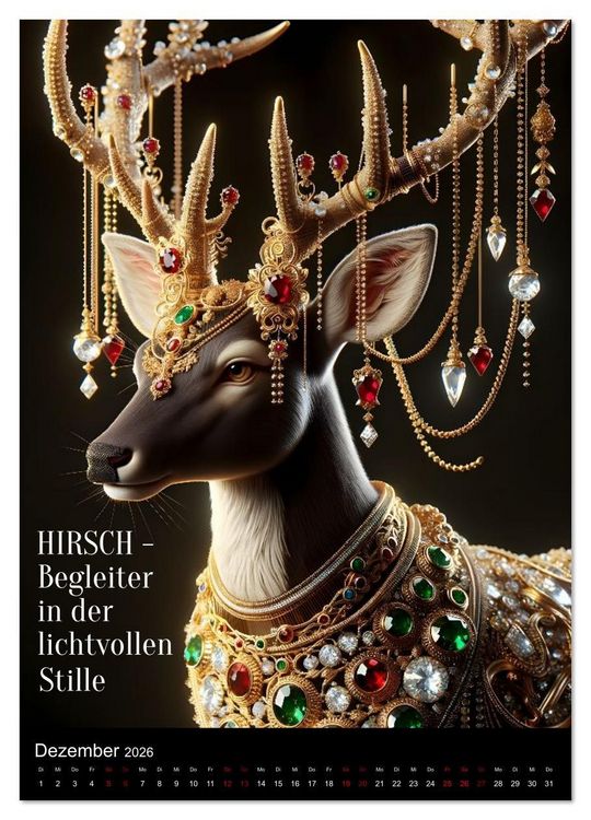 Produktbild: Krafttiere und Kristalle (Wandkalender 2026 DIN A2 hoch), CALVENDO Monatskalender
